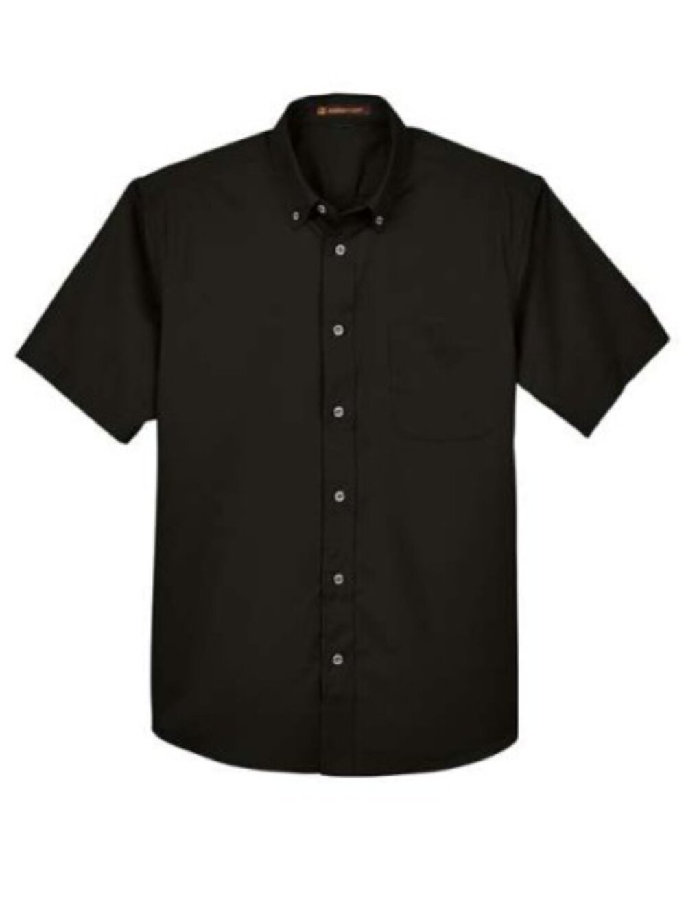 HARRINGTON Men's Easy Blend Short-Sleeve Twill Shirt w/Stain-Release Sz M Black